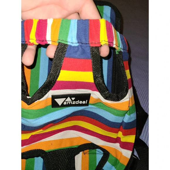 New Pet Cat Dog Carrier Backpack Rainbow Colorful Striped Pattern - Picture 4 of 7